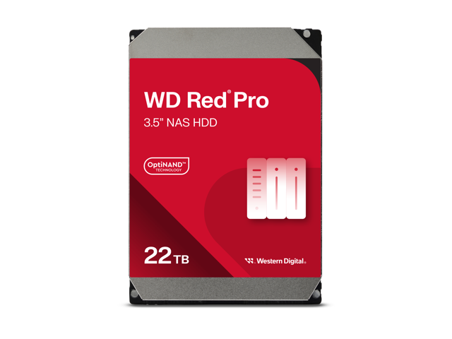WD Red Pro 22TB NAS Internal Hard Drive HDD - 7200 RPM, SATA 6 Gb/s, CMR, 512 MB Cache, 3.5" - WD221KFGX