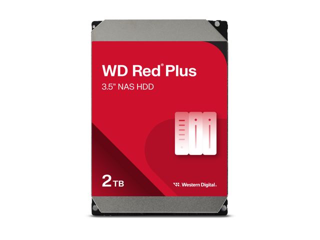 WD Red Plus 2TB NAS Hard Disk Drive - 5400 RPM Class SATA 6Gb/s, CMR, 64MB Cache, 3.5 Inch - WD20EFPX
