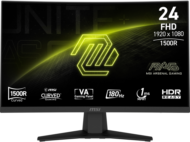 MSI 24 inch (23.6-Inch viewable) Full HD 180Hz AMD FreeSync HDR Ready 1ms 1500R 105% sRGB Anti-Glare Curved Gaming Computer Monitor Frameless Design for both Work and Gaming MAG 244C