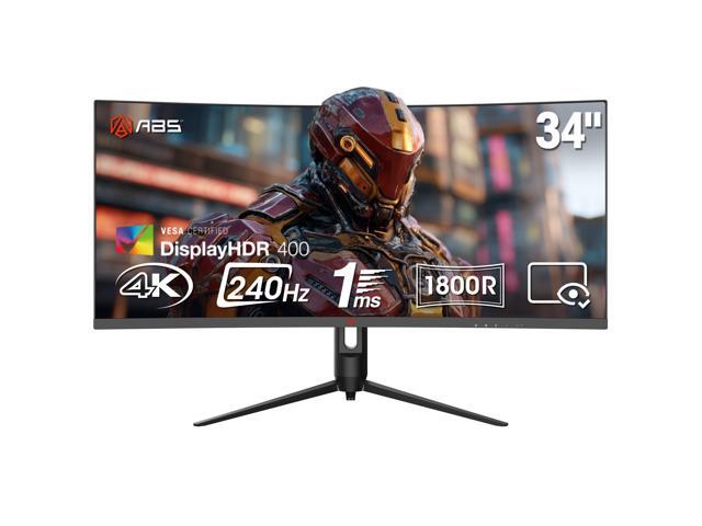 ABS 34-Inch Ultrawide UWQHD 2K 1440P (Quasi 4K)  240Hz with AMD FreeSync 1ms HDR400 1500R Curved Gaming Computer Monitor with Height Adjustable stand GQ341NE