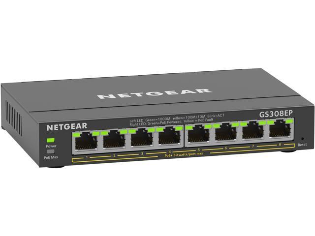 Netgear GS308EP 8-Port Gigabit Ethernet PoE+ Smart Managed Plus Switch (62W), GS308EP-100NAS