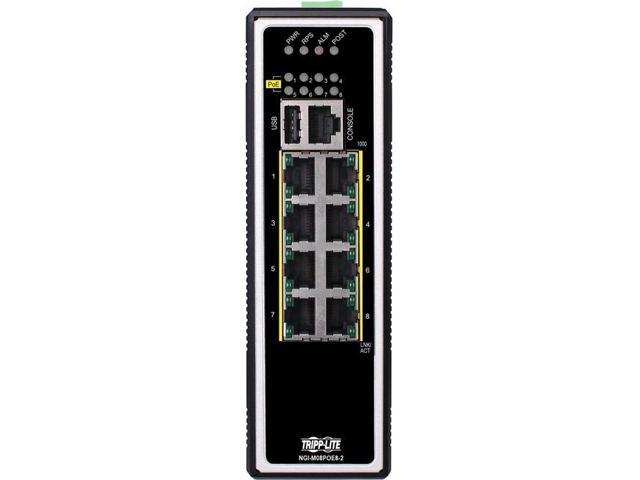 Tripp Lite NGI-M08POE8-L2 8-Port Managed Industrial Gigabit Ethernet Switch - Layer 2, 1 Gbps, PoE+ 30W, DIN Mount