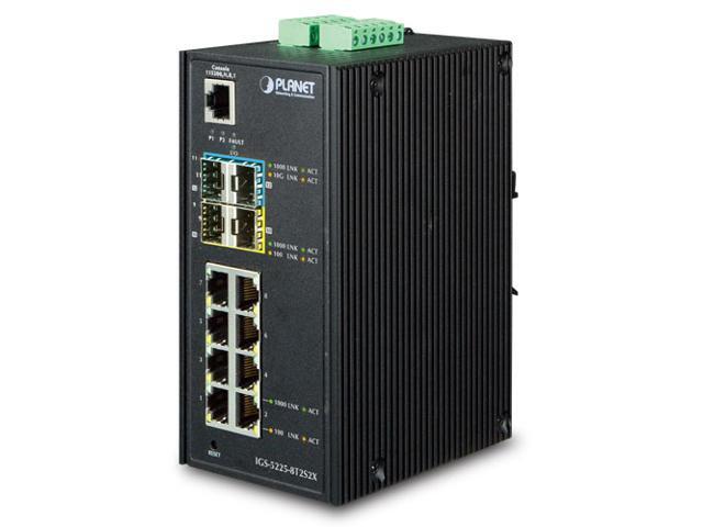 Planet IGS-5225-8T2S2X Industrial L2+ 8-Port 10/100/1000T + 2-Port 100/1000X SFP + 2-Port 10G SFP+ Managed Ethernet Switch (-40 ~ 75 degrees C)