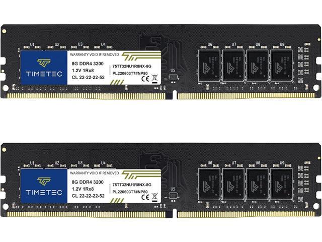 Timetec 16GB KIT (2x8GB) DDR4 3200MHz (PC4-3200AA) PC4-25600 UDIMM Desktop RAM  288-Pin 1.2V CL22 Non-ECC Unbuffered DIMM Memory Module Upgrade