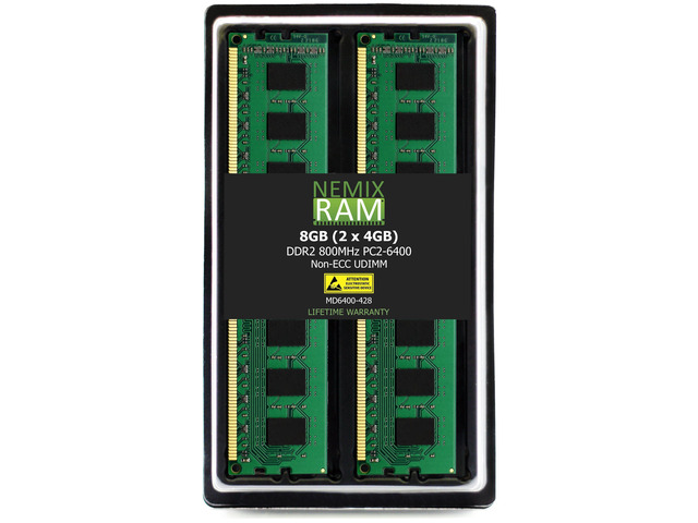 NEMIX RAM 8GB (2X4GB) DDR2 800MHZ PC2-6400 2Rx8 1.8V 240-PIN Non-ECC Unbufferred UDIMM Desktop PC Memory KIT