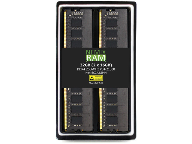 NEMIX RAM 32GB (2X16GB) DDR4 2666MHZ PC4-21300 2Rx8 1.2V 288-PIN Non-ECC Unbuffered UDIMM Desktop PC Memory KIT Compatible with Dell PowerEdge T150 Tower