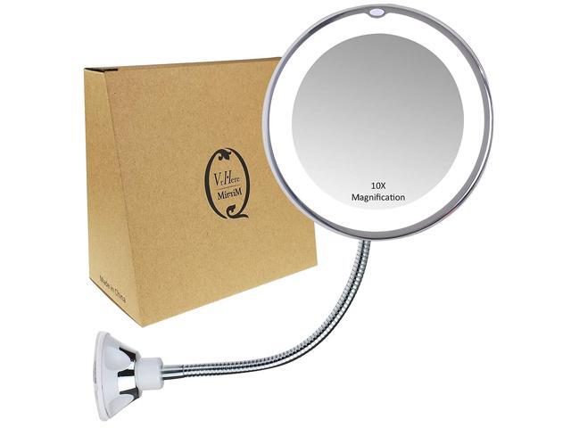 Gooseneck Magnifying Mirror With Light 10x Magnification Bathroom Vanity Compact Travel Strong Suction Cup Newegg Com