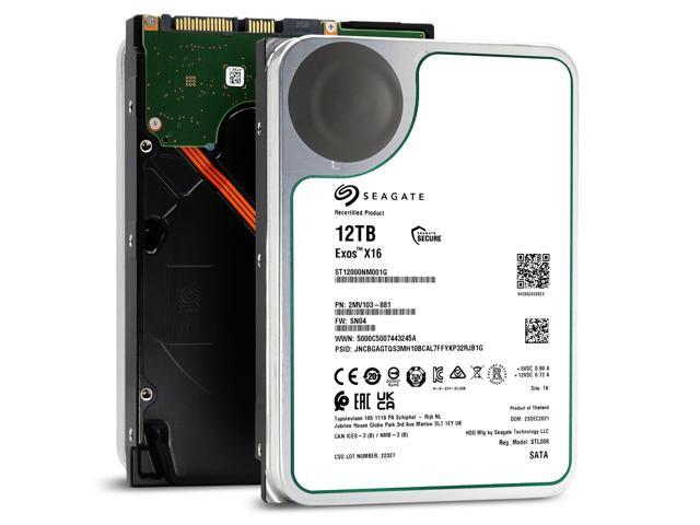 Seagate Exos X16 12TB 7200 RPM SATA 6Gb/s 3.5" Enterprise HDD (ST12000NM001G) - (Certified Refurbished)