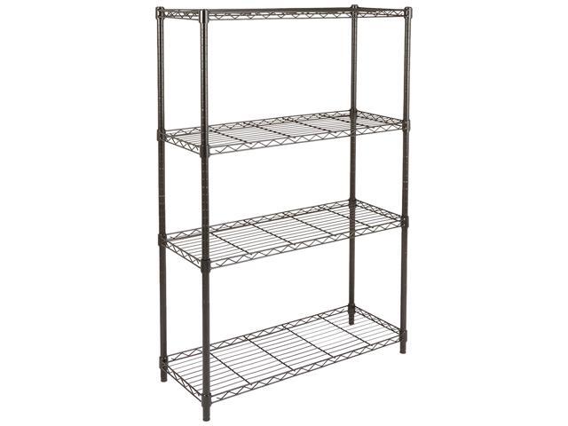 4 Shelf Shelving Storage Unit Metal Organizer Wire Rack Black Newegg Com