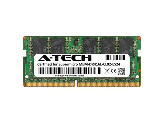 Supermicro Certified MEM-DR416L-CL02-ES24 | Micron MTA18ASF2G72HZ-2G3B1 | 16GB PC4-19200 DDR4 2400MHz 2Rx8 Dual Rank ECC Unbuffered SO-DIMM 260-Pin ECC SODIMM Memory RAM