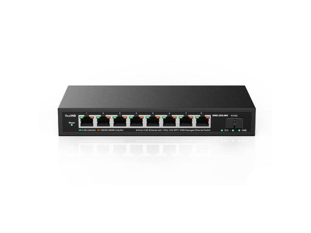 8 Port 2.5Gb Web Managed Ethernet Network Switch with 8 x 2.5 Gigabit | 1 x 10G SFP+ | Work with 10-100-1000Mbps Devices | 60G Bandwidth | Fanless Quiet Metal Internet Switch | NOT Support VPN