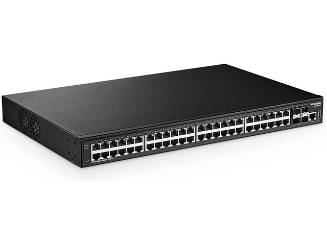 48 Port Gigabit Managed Switch, 48 Port GE, 4x10G SFP+, 1 Console Port, 1 USB Port, L3 Smart Managed, Rackmount , DHCP QoS Vlan IGMP and Static Routing