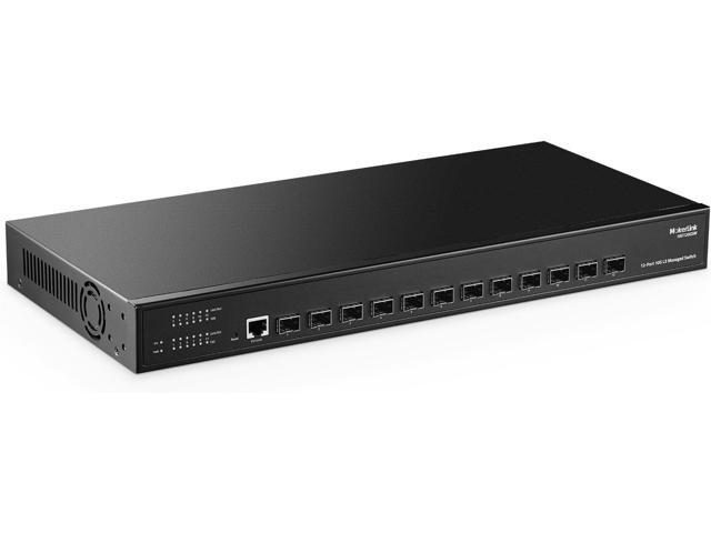 12 Port 10Gbps SFP+ Managed Switch, Support 1G SFP and 10G SFP+, 240Gbps Bandwidth L3 Managed Fiber Switch
