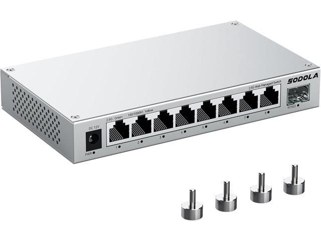 8-Port 2.5Gb Web Managed Switch with 10G SFP+, Aluminum Alloy Cooling & Magnetic Mounting - LACP/QoS/VLAN/IGMP Managed Multi-Gigabit Switch for Homelab