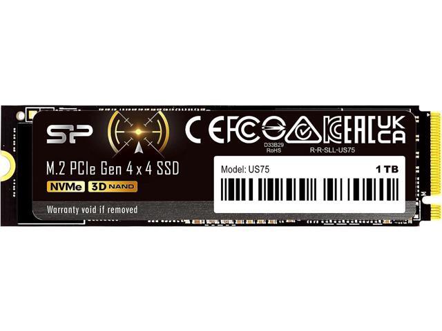 Silicon Power 1TB US75 Nvme PCIe Gen4 M.2 2280 SSD R/W Up to 7,000/6,500 MB/s, PS5 compatible (SU01KGBP44US7505SN)