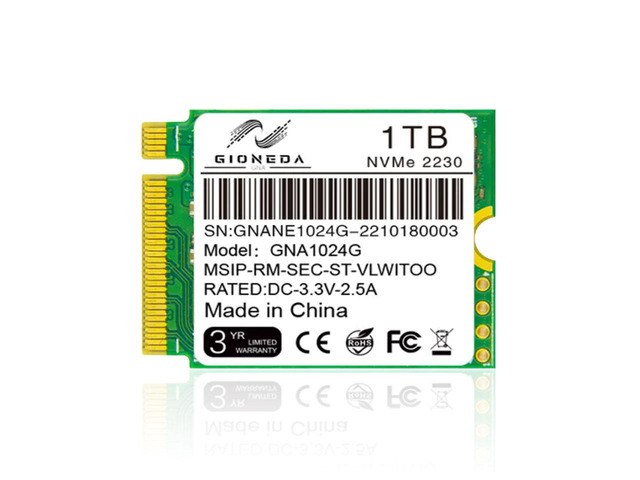GIONEDA M.2 NVME 2230 1TB SSD  PCI-Express Gen3.0x4 3D NAND Gaming Internal Solid State Drive for Surface Laptop 3, 4, Pro 7+, 8, X, Steam Deck