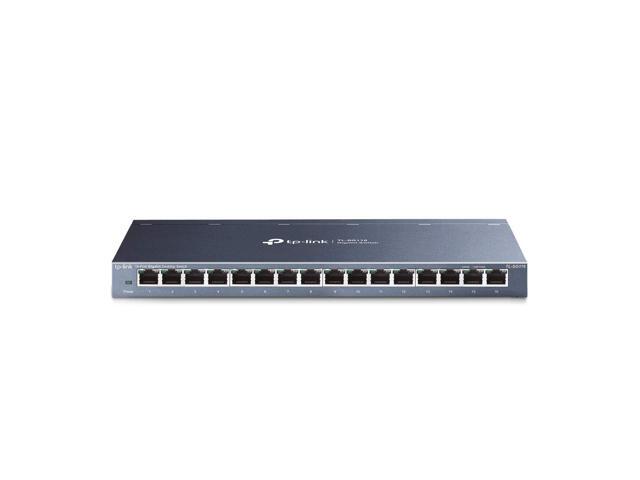 16 Port Gigabit Ethernet Network Switch, Desktop/ Wall-Mount, Fanless, Sturdy Metal w/ Shielded Ports, Traffic Optimization, Unmanaged (TL-SG116)