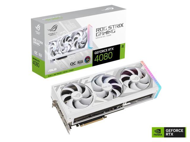 ASUS ROG Strix GeForce RTX 4080 OC WHITE Edition Gaming Graphics Card (PCIe 4.0, 16GB GDDR6X, HDMI 2.1a, DisplayPort 1.4a) ROG-STRIX-RTX4080-O16G-WHITE Video Card