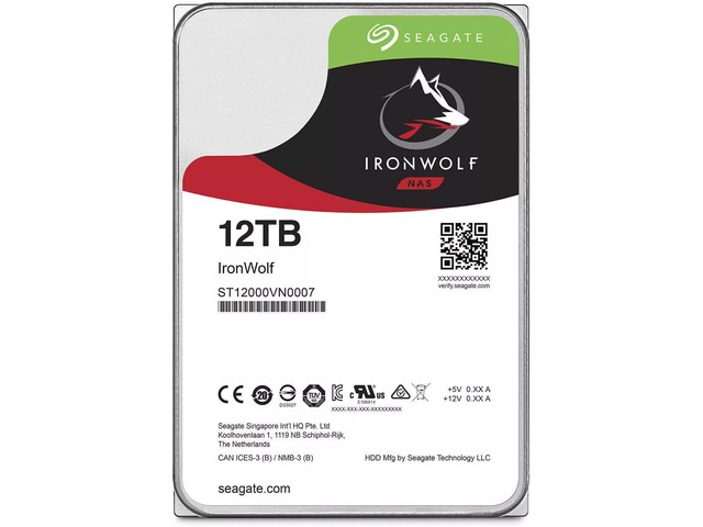 Seagate IronWolf 12TB NAS Hard Drive 7200 RPM 256MB Cache SATA 6.0Gb/s CMR 3.5" Internal HDD for RAID Network Attached Storage ST12000VN0007
