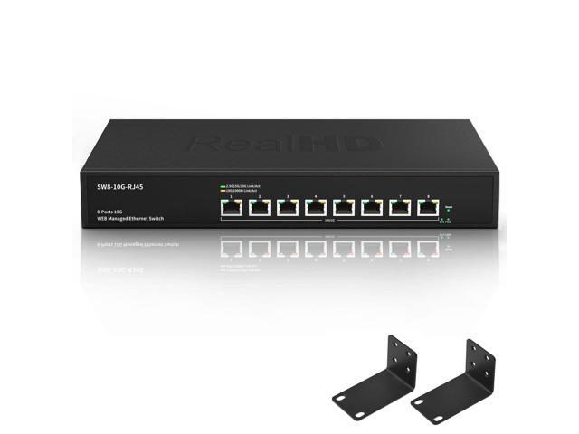 8 Port 10Gb RJ45 Web Managed Network Ethernet Switch 8 x 10G Base-T Port | Multi-Gig 10G-5G-2.5G-1G | 19 Inch Rack Mount | Built-in Fan | 160G Bandwidth | 10Gbps for 10G NAS, PC, WiFi7 Router