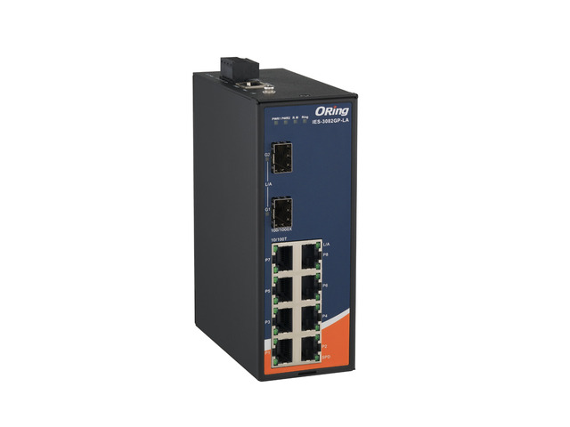 ORing IES-3082GP-LA Managed Ethernet Switch with 8 10/100BaseTX Ports, 2 100/1000BaseSFP Slots, -40~75°C