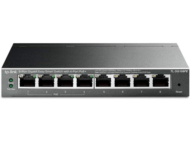 TP-Link TL-SG108PE 8-Port Gigabit Web Managed Easy Smart Ethernet PoE Switch (4 PoE Ports, 55 Watt Budget)