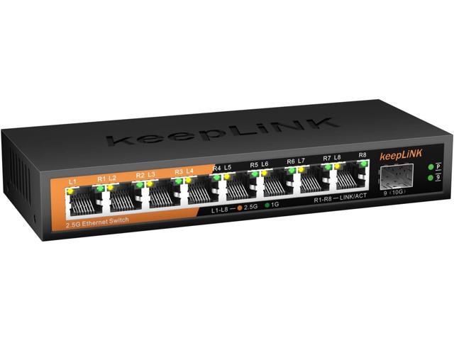 8 Ports 2.5G Switch Smart Web Managed, 8 x 2.5G Base-T & 1 x 10G SFP Slot, Support 802.3ad Static Aggregation, QOS/VLAN/IGMP, Metal Housing Network Ethernet Switch
