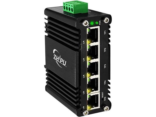Industrial 5-Port Managed Gigabit Ethernet Switch, Rugged Metal Housing, 12-48V Wide DC Input, DIN-Rail Mount, Support QoS, VLAN, Web Management, for PLC/Network/Factory Automation