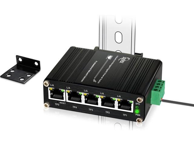 Mini Managed Industrial 5-Port Gigabit Ethernet Switch Solar Power 5×10/100/1000BASE-T RJ45 Switch Support Web Management,QoS,Vlan Din Rail /Wall Mount Easy Smart Managed Network Switch