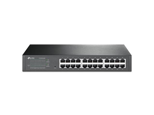 24 Port Gigabit Switch Easy Smart Managed Plug & Play Desktop/Rackmount Sturdy Metal w/ Shielded Ports Support QoS, Vlan, IGMP & LAG (TL-SG1024DE),Black