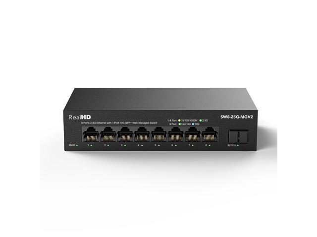 8 Port 2.5Gb Web Managed Ethernet Network Switch with 8 x 2.5 Gigabit | 1 x 10G SFP+ | Work with 10-100-1000Mbps Devices | 60G Bandwidth | Fanless Quiet Metal Internet Switch