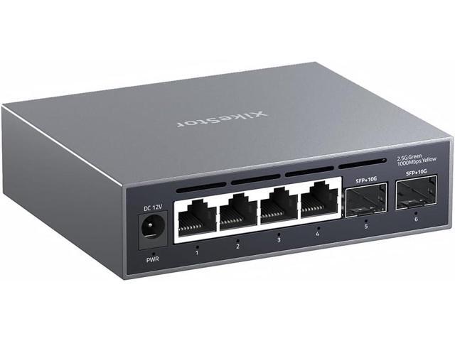 6-Port 2.5G Web Managed Ethernet Switch, VLAN/QoS/STP/IGMP/LACP Supported, Fanless Easy Smart 2.5Gb Network Switch, Aluminum Housing, Desktop/Wall-Mount
