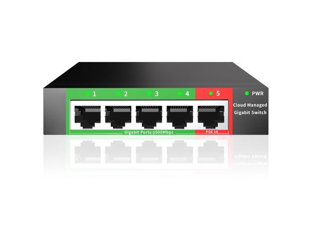 5-Port Gigabit Ethernet Switch | Smart Managed with VLAN/QoS | Plug & Play Desktop/Wall-Mount Network Hub w/ PoE in Design | Sturdy Metal & Energy-Efficient(Includes Power Adapter)