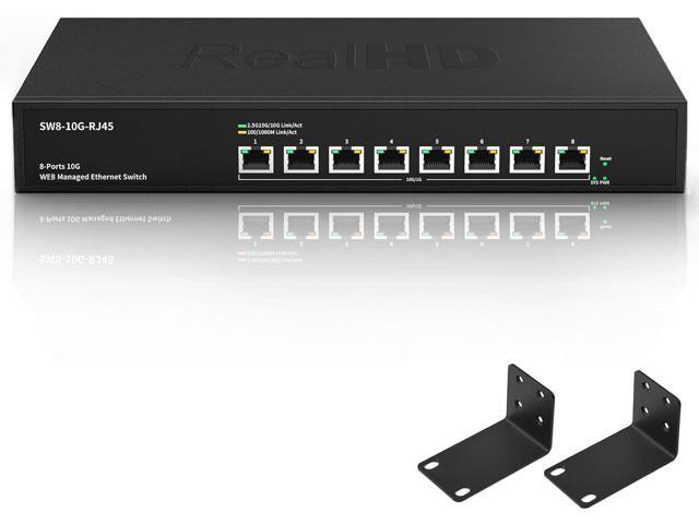 8 Port 10Gb RJ45 Web Managed Network Ethernet Switch 8 x 10G Base-T Port | Multi-Gig 10G-5G-2.5G-1G | 19 Inch Rack Mount | Built-in Fan | 160G Bandwidth | 10Gbps for 10G NAS, PC, WiFi7 Router