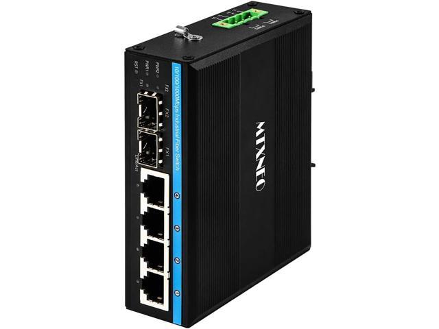 4port Managed Industrial Gigabit Ethernet Switch L2 Smart Fiber Optic Switch Support VLAN ERPS QoS with 2 SFP Fiber Ports Hardend Casing IP40 Protection Grade