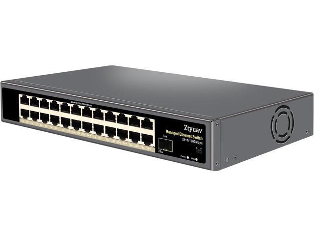 25-Port Full Gigabit Easy Web Managed Switch App Cloud-Management Ethernet Switch-24 Ports & 1 SFP+ Port, VLAN/QoS/IGMP/LAG/TELNET/CLI Supported, Build-in 1M Cache Chip, Metal Plug & Play