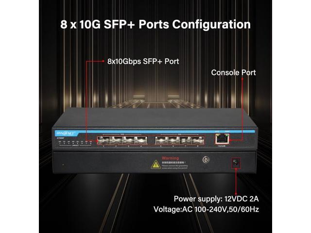 8-Port 10Gb Web Managed Switch - 8x10G SFP+ Ports, Support Link Aggregation/QoS/VLAN/IGMP, Desktop|Wall Mount 10 Gigabit Ethernet Switch for AP, NAS, Office