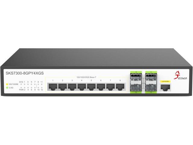12-Port 2.5GbE L2 Managed Switch | 8X 2.5G RJ45 + 4X 10G SFP+ | VLAN, QoS, IGMP, SNMP | Web/CLI Managed | Metal Rack-Mount