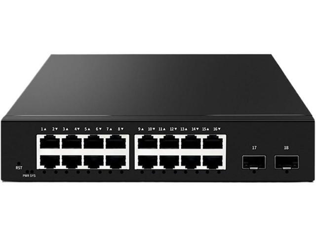 Business Ethernet switches 16 Port Gigabit Managed Switch 1000Mbps Ethernet Network Switcher with 1G SFP Port Web Management/802.1Q/VLAN/QOS