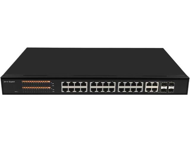 Business Ethernet switches Managed 24 Port 10/100/1000Base-T 802.3at PoE Ethernet Switch with 4 Port Gigabit TP/SFP Combo Ethernet Switch(No-PoE)