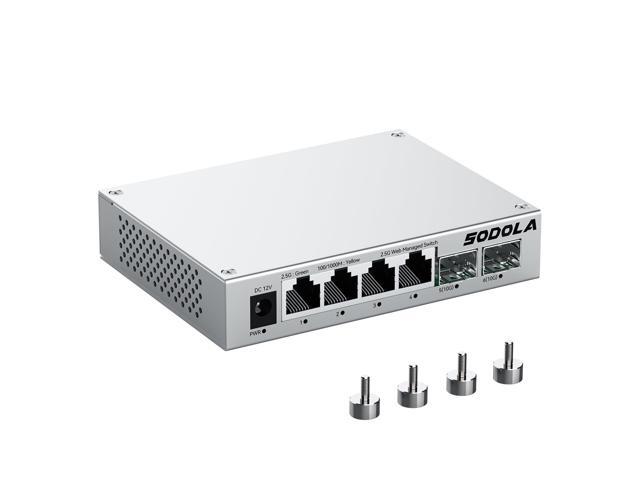 6 Port 2.5Gb Easy Web Managed Switch, 4 x 2.5G Base-T Ports, 2 x 10G SFP+,Aluminum Alloy Cooling & Magnetic Mounting - LACP/QoS/VLAN/IGMP Managed Multi-Gigabit Switch for Homelab