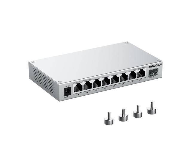 8-Port 2.5Gb Web Managed Switch with 10G SFP+, Aluminum Alloy Cooling & Magnetic Mounting - LACP/QoS/VLAN/IGMP Managed Multi-Gigabit Switch for Homelab