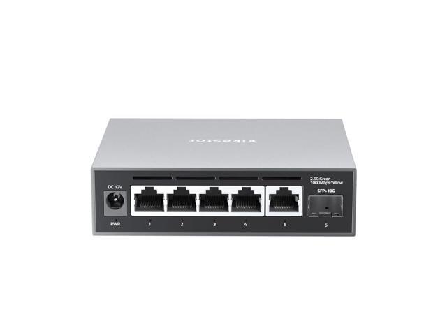 6-Port 2.5G Web Managed Ethernet Switch, VLAN/QoS/STP/IGMP/LACP Supported, Fanless Easy Smart 2.5Gb Network Switch, Aluminum Housing, Desktop/Wall-Mount