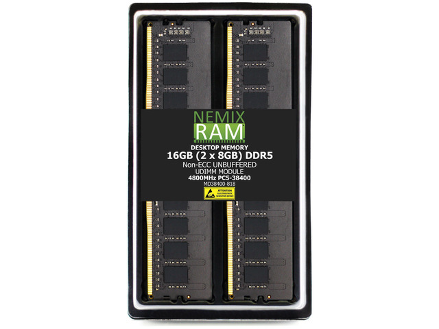 16GB 2X8GB DDR5 4800MHz PC5-38400 1Rx8 1.1V CL40 288-PIN Non-ECC Unbuffered UDIMM NEMIX RAM Desktop PC Memory KIT Compatible with ASUS Pro B760M-C-CSM / Pro B760M-CT-CSM Motherboards