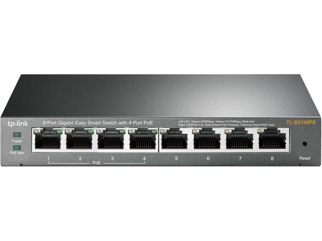 TP-Link TL-SG108PE V3 | 8 Port Gigabit PoE Switch | Easy Smart Managed | 4 PoE+ Ports @64W | Plug & Play | Sturdy Metal w/ Shielded Ports | Fanless | QoS, Vlan & IGMP | Limited Lifetime Protection
