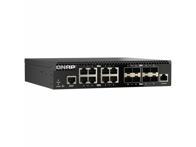 QNAP QSW-M3216R-8S8T-US Half Rackmount 16-Port 10GbE Layer 2 Web Managed Switch - 8 Ports - Manageable - 10 Gigabit Ethernet - 10GBase-T, 10GBase-X - 2 Layer Supported