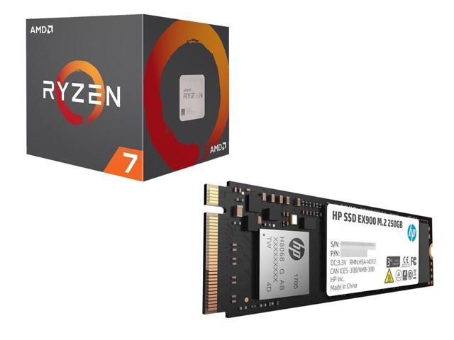 Combo: AMD RYZEN 7 2700 8-Core 3.2 GHz (4.1 GHz Max Boost) Socket AM4 65W Desktop Processor + HP EX900 M.2 250GB PCIe 3.0 x4 NVMe 3D TLC NAND Internal Solid State Drive