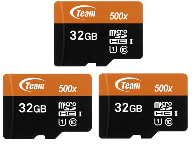 3 x Team 32GB microSDHC UHS-I/U1 Class 10 Memory Card with Adapter, Speed Up to 80MB/s (TUSDH32GUHS03)