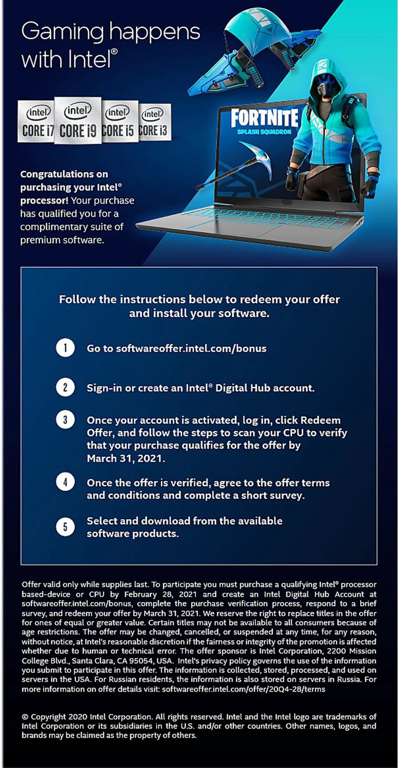 Alt view image 2 of 2 - Intel Gift - Software Bonus Bundle, Redemption Expires: 03/31/2021