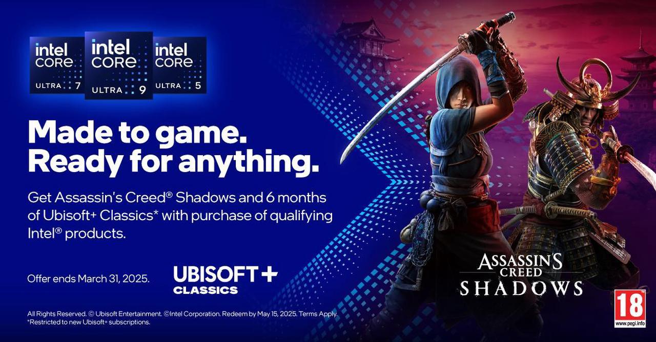 Intel Holiday Bundle 2024 - (Free UBISOFT+ Classics 6 Month Subscription & Free Assassin’s Creed Shadows)